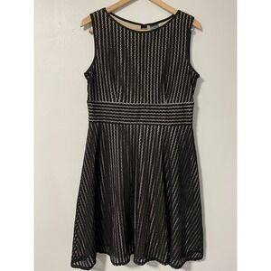 Gabby Skye Nordstrom Womens Dress Black Lace/Nude Lining Fit & Flare Cocktail 14